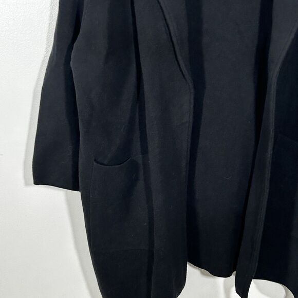Quince Sweater Jacket Size 2x Black Open Front Pockets Knit Women Basic Piece - Picture 3 of 5